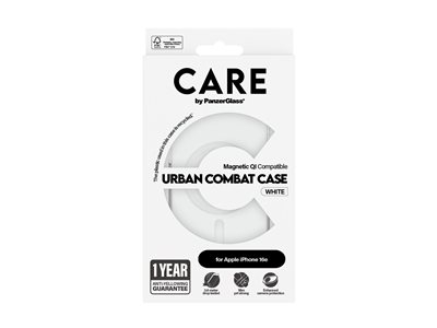 CARE by PanzerGlass - Coque de protection pour téléphone portable - vaisseau amiral - compatibilité avec MagSafe - plastique - blanc, transparent - pour Apple iPhone 16e