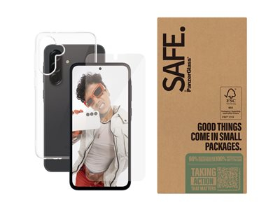 SAFE. by PanzerGlass - Forfait 2-en-1 - coque de protection pour téléphone portable - polyéthylène téréphtalate (PET), polyuréthane thermoplastique (TPU) 100 % recyclé, verre trempé recyclé à 60% - transparent - avec protection d'écran (pack de 50) - pour Samsung Galaxy A35
