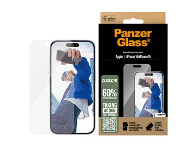 PanzerGlass - Protection d'écran pour téléphone portable - ajustement classique - verre - pour Apple iPhone 15, 16