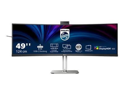 Philips 49B2U6900CH - 6000 Series - écran LED - incurvé - USB - 49" (48.8" visualisable) - 5120 x 1440 Dual Quad HD @ 75 Hz - VA - 450 cd/m² - 3000:1 - DisplayHDR 400 - 4 ms - 2xHDMI, DisplayPort, 2xUSB-C - haut-parleurs - textile noir