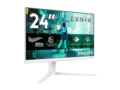 Philips Evnia 3000 24M2N3201P - Écran LED - jeux - 24" (23.8" visualisable) - 1920 x 1080 Full HD @ 240 Hz - Fast IPS - 300 cd/m² - 1000:1 - HDR10 - 0.3 ms - HDMI, DisplayPort - blanc