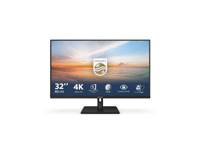 Philips 32E1N1800LA - 1000 Series - écran LED - 32" (31.5" visualisable) - 3840 x 2160 4K UHD (2160p) @ 60 Hz - VA - 300 cd/m² - 3500:1 - HDR10 - 4 ms - 2xHDMI, DisplayPort - haut-parleurs - noir