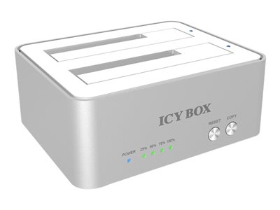 ICY BOX IB-120CL-U3 - Station d'accueil HDD - 2,5 po./3,5 po. partagé - SATA - RAID JBOD - USB 3.0 - blanc, argent