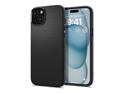 Spigen Liquid Air - Coque de protection pour téléphone portable - polyuréthanne thermoplastique (TPU) - noir mat - pour Apple iPhone 15