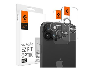 Spigen GLAS.tR EZ Fit Optik Pro - Protecteur d'objectif pour téléphone portable - verre - couleur de cadre noir - pour Apple iPhone 15 Pro, 15 Pro Max