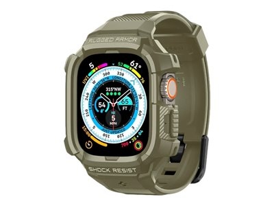 Spigen Rugged Armor Pro - Bracelet de montre pour montre intelligente - 49 mm - 140 - 215 mm - kaki - pour Apple Watch Hermès Series 9, SE 3, Series 10, Series 11, Series 9, Ultra 2, Ultra 3