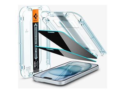 Spigen GLAS.tR EZ Fit - Protection d'écran pour téléphone portable - verre - avec filtre de confidentialité - pour Apple iPhone 15