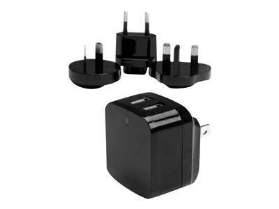 StarTech.com Chargeur mural USB à 2 ports - Haute puissance 17W / 3,4A - Chargeur de voyage international - Adaptateur secteur USB - Blanc - Adaptateur secteur - 17 Watt - 3.4 A - 2 connecteurs de sortie (USB) - noir - pour P/N: USBLT1MWS, USBLT2MBR, USBLT2MW, USBLT30CMW, USBLTM1MBK, USBLTM1MWH, VID2VGATV3