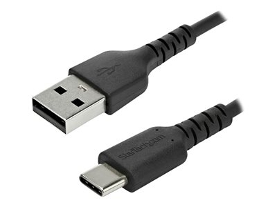 StarTech Câble de Chargement 2m USB A vers USB C - Cordon USB 2.0 vers USB-C à Charge/Synchronisation Rapides - Gaine TPE en Fibre Aramide M/M 3A Noir - Samsung S10/iPad Pro/Pixel (RUSB2AC2MB) - Câble USB - USB (M) droit pour USB-C (M) droit - Thunderbolt 3 / USB 2.0 - 2 m - noir - pour P/N: CDP2HDUACP2, SECTBLTDT, STNDTBLTMOB
