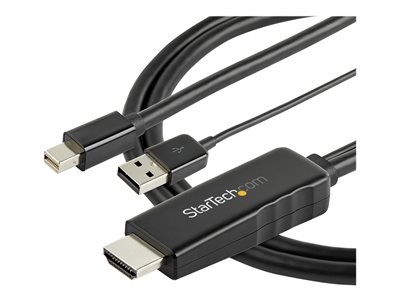 StarTech.com 6ft (2m) HDMI to Mini DisplayPort Cable 4K 30Hz, Active HDMI to mDP Adapter Converter Cable with Audio, USB Powered, Mac &amp; Windows, HDMI Male to mDP Male Video Adapter Cable - HDMI to mDP Converter (HD2MDPMM2M) - Câble vidéo/audio - HDMI, USB (alimentation uniquement) mâle pour Mini DisplayPort mâle - 2 m - noir - support 4K
