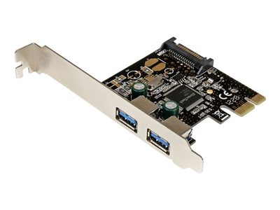Startech Carte contrôleur PCIe à 2 ports USB 3.0 - Adaptateur PCI Express 2x USB Super Speed avec alimentation SATA - Adaptateur USB - PCI Express x1 - USB 3.0 x 2 - pour P/N: S3510SMU33, USB3S2ESATA3