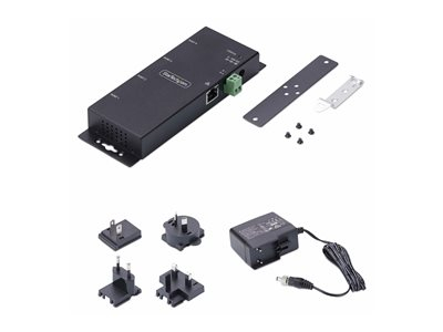 StarTech.com Adaptateur Série vers Ethernet à 4 Ports, LAN vers RS232 DB9 - Serveur de périphérique - 4 ports - 100Mb LAN, RS-232 - montable mur/rail DIN - Conformité TAA - pour P/N: AT925FM, GC9SF, SCNM9FF, SCNM9FM