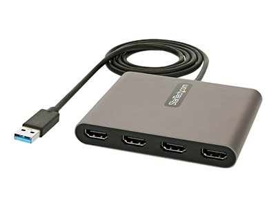 StarTech.com Adaptateur USB 3.0 vers 4x HDMI - Carte Vidéo/Graphique Externe - Adaptateur USB Type-A vers Quadruple HDMI 1080p 60Hz - Convertisseur USB A vers HDMI - Windows Uniquement (USB32HD4) - Câble adaptateur - USB type A mâle pour HDMI femelle - 1 m - gris sidéral - support 1080 p 60 Hz
