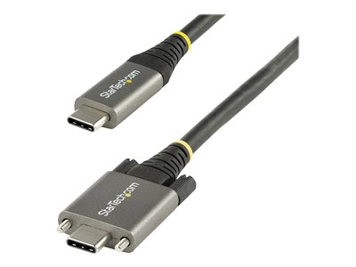 StarTech.com Câble USB C 10Gbps 50cm à Verouillage par Vis Latérale - Câble USB 3.1/3.2 Gen 2 Type-C - 100W/5A Power Delivery, DP Alt Mode, Cordon USB-C à Double Vis de Fixation (USB31CCSLKV50CM) - Câble USB - USB-C (M) droit/bloquant pour USB-C (M) droit - USB 3.2 Gen 2 / DisplayPort 1.4 /Thunderbolt 3 - 50 cm - support 4K - gris, noir