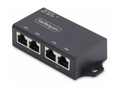 StarTech.com 2-Port Gigabit PoE+ Injector, PoE/PoE+ (802.3af/802.3at) 30W - Injecteur de puissance - non géré en ligne - DC 48 - 52 V - 30 Watt - connecteurs de sortie : 2 - Royaume-Uni, Europe - noir