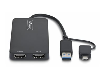 USB A USB C to Dual HDMI Adapter Win Mac