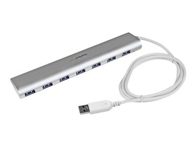 Startech Hub USB 3.0 compact à 7 ports avec câble intégré - Concentrateur USB 3.0 avec boîtier en aluminium - Argent - Commutateur de partage des périphériques USB - 7 x SuperSpeed USB 3.0 - de bureau