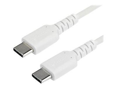 StarTech Câble de Chargement USB-C 1m - Cordon de Chargement USB 2.0 Type C vers USB-C pour PC Portable - Gaine TPE Fibre Aramide M/M 60W Blanc - Samsung S10 S20 iPad Pro MS Surface (RUSB2CC1MW) - Câble USB - USB-C (M) droit pour USB-C (M) droit - Thunderbolt 3 / USB 2.0 - 1 m - blanc