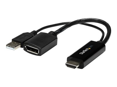 StarTech.com Adaptateur HDMI vers DisplayPort 4K alimenté par USB - Câble adaptateur - HDMI, USB (alimentation uniquement) mâle pour DisplayPort femelle - 25.5 cm - noir - actif, support 4K30Hz (3840 x 2160) - pour P/N: SV211HDUC, SV221HUC4K