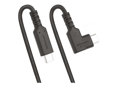 StarTech.com Câble USB-C Robuste à Angle Droit de 2m, USB 3.2 Gen 2, 4K60 - Câble USB - USB-C (M) droit pour USB-C (M) angle droit - USB 3.2 Gen 1 - 2 m - support pour 4K60Hz, robuste - noir