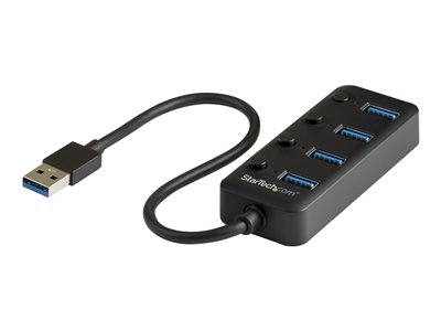 StarTech.com Hub USB 3.0 à 4 ports avec interrupteurs marche/arrêt pour chaque port USB - Multiprise USB 3.0 vers 4x USB-A (HB30A4AIB) - Concentrateur (hub) - 4 x USB 3.1 Gen 1 - de bureau - pour P/N: HB30C4AIB