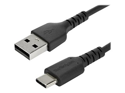 StarTech Câble de Chargement 1m USB A vers USB C - Cordon USB 2.0 vers USB-C à Charge/Synchronisation Rapides - Gaine TPE en Fibre Aramide M/M 3A Noir - Samsung S10/iPad Pro/Pixel (RUSB2AC1MB) - Câble USB - USB (M) droit pour USB-C (M) droit - Thunderbolt 3 / USB 2.0 - 1 m - noir - pour P/N: CDP2HDUACP2, HB30AM4AB, HB31C2A2CME, HB31C3A1CME, SECTBLTDT, STNDTBLTMOB