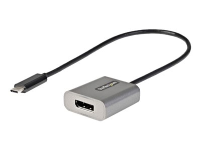 StarTech.com Adaptateur USB C vers DisplayPort - Dongle USB-C 8K/4K 60Hz vers DP 1.4 - Convertisseur Graphique USB Type-C vers Écran DP - Compatible Thunderbolt 3 - Câble Intégré 30cm (CDP2DPEC) - Adaptateur vidéo - USB-C (M) pour DisplayPort (F) - Thunderbolt 3 / DisplayPort 1.4 - 30 cm - support pour 8K60Hz, support pour 4K60Hz - gris