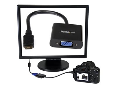 StarTech.com Mini HDMI® to VGA Adapter Converter for Digital Still Camera / Video Camera - 1920x1080 - Mini HDMI Male to VGA HD15 Female (MNHD2VGAE2) - Convertisseur vidéo - HDMI - VGA - noir