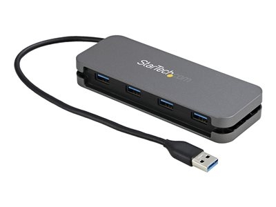 StarTech.com Hub USB 3.0 à 4 Ports - USB-A vers 4x USB-A - Mini Hub USB 3.1 Gen 1 Type-A SuperSpeed 5Gbps - Alimenté par Bus - Concentrateur USB avec Câble 28cm et Gestion des Câbles (HB30AM4AB) - Concentrateur (hub) - 4 x USB 3.2 Gen 1 - de bureau