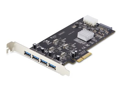 Startech 4-Port USB-A PCIe Card, USB 3.2 5Gbps, 4x USB Controllers - Adaptateur USB - PCIe 2.0 x4 - USB 3.2 Gen 1 x 4 - noir - pour P/N: FCREADMICRO3V2, USB315AC1M, USB3S2SAT3CB