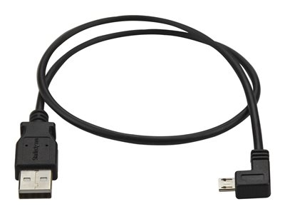 StarTech Câble USB vers Micro USB coudé à angle gauche de 50 cm - Cordon de charge / synchronisation Micro USB - 0,25 mm² - M/M - Noir - Câble USB - Micro-USB de type B (M) à angle gauche pour USB (M) - USB 2.0 - 50 cm - noir - pour P/N: USB2PCARBK, USB2PCARBKS, USBEXTAA10BK, USBEXTAA6BK, USBLT2PCARW, USBUB2PCARB