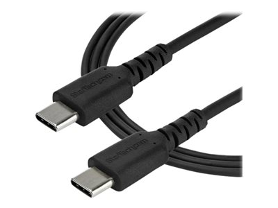 StarTech Câble de Chargement USB-C 2m - Cordon de Chargement USB 2.0 Type C vers USB-C pour PC Portable - Gaine TPE Fibre Aramide M/M 60W Noir - Samsung S10 S20 iPad Pro MS Surface (RUSB2CC2MB) - Câble USB - USB-C (M) droit pour USB-C (M) droit - USB 2.0 - 2 m - noir - pour P/N: CDP2HDUACP2, SECTBLTDT, STNDTBLTMOB