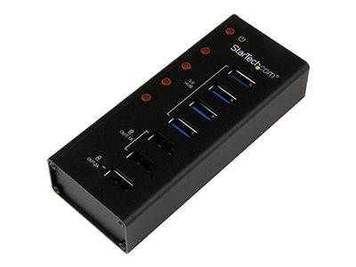 StarTech.com Hub USB 3.0 Alimenté de 4 ports avec Station de Recharge de 3 ports USB (2 x 1A, 1 x 2A) - Boîtier en Métal à Fixation Murale - Concentrateur (hub) - 4 x SuperSpeed USB 3.0 - de bureau - pour P/N: PEXUSB3S3GE, SVA12M5NA, USB312SAT3CB, USB315CB2M, USBLT1MWS, USBLTM1MBK, USBLTM1MWH