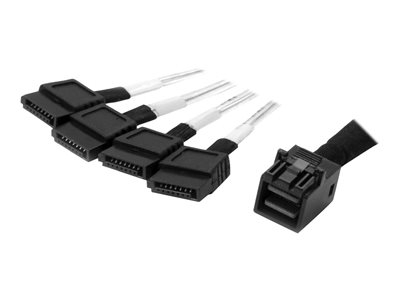 StarTech Câble Mini SAS vers SATA interne de 1 m - Cordon SFF-8643 vers 4x SATA - Câble SATA / SAS - Disque dur SAS Mini 4x (SFF-8643) (P) pour SATA (P) - 1 m - noir et argent - pour P/N: SFF86448PLT2