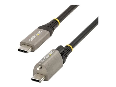 StarTech.com Câble USB C 10Gbps 50cm à Verouillage par Vis Supérieure - Câble USB 3.1/3.2 Gen 2 Type-C - 100W/5A Power Delivery, DP Alt Mode, Cordon USB-C à Vis Unique (USB31CCTLKV50CM) - Câble USB - USB-C (M) droit/bloquant pour USB-C (M) droit - USB 3.2 Gen 2 / DisplayPort 1.4 /Thunderbolt 3 - 50 cm - support 8K - gris, noir