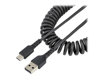 StarTech.com Câble USB vers USB-C de 1m - Cordon USB USB-C Enroulé à Usage Intensif - Câble USB-A vers USB-C en Fibre Aramide Robuste - Chargeur USB-C M/M - Adaptateur TB3 Noir (R2ACC-1M-USB-CABLE) - Câble USB - USB (M) pour USB-C (M) - USB 2.0 - 3 A - 1 m - bobiné - noir