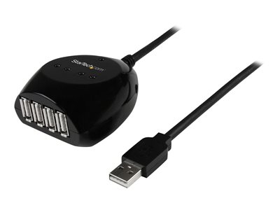 StarTech.com Câble d'extension / Rallonge USB 2.0 actif de 15m avec hub USB à 4 ports - Cordon USB A (Mâle) vers 4x USB A (Femelle) - Noir - Concentrateur (hub) - 4 x USB 2.0 - de bureau - pour P/N: SVA5H2NEUA
