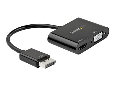 Startech Adaptateur DP/HDMI 4K 60Hz VGA - Multiport Actif Écran M/F - Adaptateur vidéo - DisplayPort mâle pour HD-15 (VGA), HDMI femelle - 23.2 cm - noir - support 4K