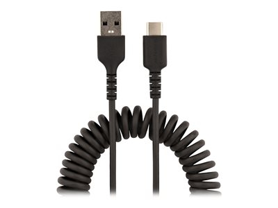 StarTech.com Câble USB vers USB-C de 50cm - Cordon USB USB-C Enroulé à Usage Intensif - Câble USB-A vers USB-C en Fibre Aramide Robuste - Chargeur USB-C M/M - Adaptateur TB3 Noir (R2ACC-50C-USB-CABLE) - Câble USB - USB (M) pour USB-C (M) - USB 2.0 - 3 A - 50 cm - bobiné - noir