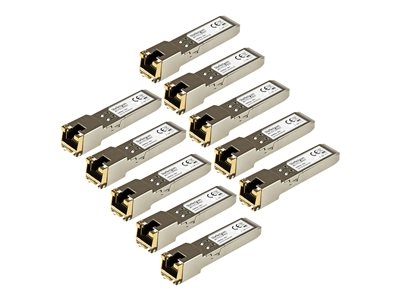StarTech.com Paquet de 10 modules de transceiver SFP Gigabit RJ45 en cuivre - Compatible HP J8177C - 1000Base-T - Mini-GBIC - Module transmetteur SFP (mini-GBIC) (équivalent à : HP J8177C) - 1GbE - 1000Base-T - RJ-45 / SFP (mini-GBIC) - jusqu'à 100 m (pack de 10) - pour HPE 1810, 1910, 20p 10/100/1000, 2610, 3500, 6200; HPE Aruba 2530, 5406; HPE ProCurve 5304