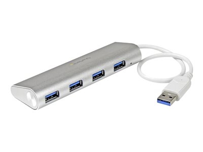 Startech Hub USB 3.0 compact à 4 ports avec câble intégré - Concentrateur USB 3.0 avec boîtier en aluminium - Argent - Concentrateur (hub) - 4 x SuperSpeed USB 3.0