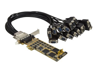 Startech Carte PCI Express à 16 ports série DB9 RS232 - Adaptateur série PCIe haute vitesse à faible encombrement (PEX16S550LP) - Module d'extension - PCIe 1.1 profil bas - RS-232 x 2 - jaune