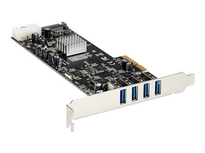 Startech Carte contrôleur PCI Express à 4 ports USB 3.0 avec 4 voies dédiées de 5 Gb/s, UASP et alimentation SATA / LP4 - Adaptateur USB - PCIe x4 - USB 3.0 x 4 - pour P/N: BNDTB10GI, BNDTB210GSFP, BNDTB310GNDP, BNDTB410GSFP, BNDTB4M2E1, BNDTBUSB3142
