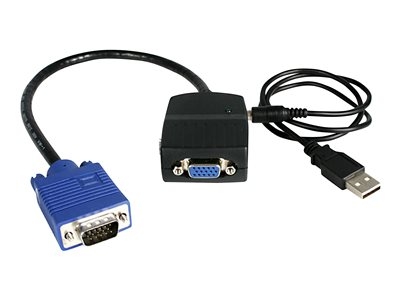 Startech Câble répartiteur / Splitter vidéo VGA alimenté par USB - Adaptateur doubleur VGA - 1x (M) vers 2x (F) - Noir - Répartiteur video - 2 x VGA - de bureau