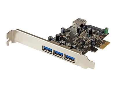 StarTech.com Carte contrôleur PCI Express à 4 ports USB 3.0 - 3 externes 1 interne - Adaptateur PCIe USB avec UASP - Adaptateur USB - PCIe 2.0 profil bas - USB 3.0 x 4 - pour P/N: CFASTRWU3, ST1030USBM, ST43004UA, ST4300MINI, TB31PCIEX16