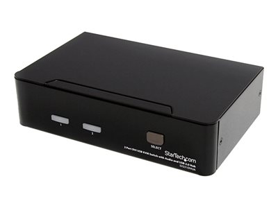 StarTech.com Switch KVM USB DVI à 2 ports - Commutateur écran clavier souris DVI avec audio et hub USB 2.0 - 1920x1200 - Commutateur écran-clavier-souris/audio/USB - 2 x KVM / audio / USB - 1 utilisateur local - de bureau - pour P/N: IM12D1500P, SVA12M2NEUA, SVA12M5NA, USBDVI4N1A10, USBDVI4N1A6