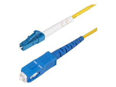StarTech.com 5m (16.4ft) LC to SC (UPC) OS2 Single Mode Fiber Cable - Cordon de raccordement - mode unique LC/UPC (M) pour mode unique SC/UPC (M) - 5 m - 5 m - 2 mm - fibre optique - simplex - 9 / 125 micromètres - OS1/OS2 - sans halogène, passif, bi-directionnel - jaune