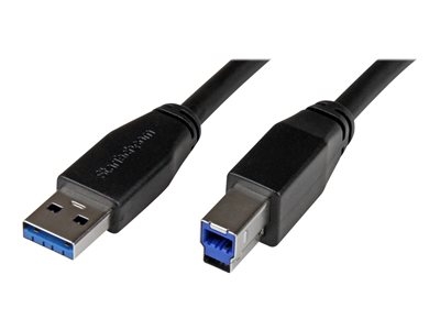 StarTech Câble USB 3.0 actif USB-A vers USB-B de 10 m - Cordon USB A vers B - USB 3.1 Gen 1 (5 Gb/s) - M/M - Noir - Câble USB - USB Type B (M) pour USB type A (M) - USB 3.0 - 10 m - moulé - noir
