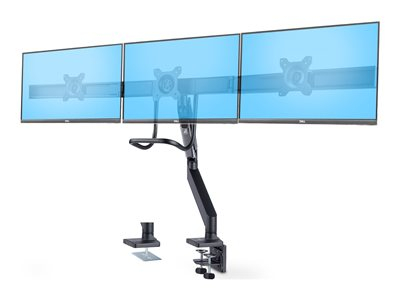 StarTech.com Crossbar Triple Monitor Desk Mount, VESA 75x75/100x100 - Kit de montage - bras réglable - pour 3 écrans LCD - support triple moniteur - plastique, aluminium, acier - noir - Taille d'écran : 17"-27" - montrable sur bureau