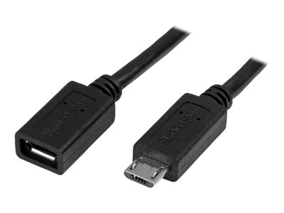 StarTech Câble d'extension Micro USB de 50 cm - Rallonge USB Micro B vers Micro B - Prolongateur Micro USB - M/F - Noir - Rallonge de câble USB - Micro-USB de type B (M) pour Micro-USB de type B (F) - USB 2.0 - 50 cm - noir
